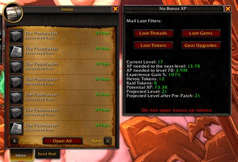 Bonus experience items .
